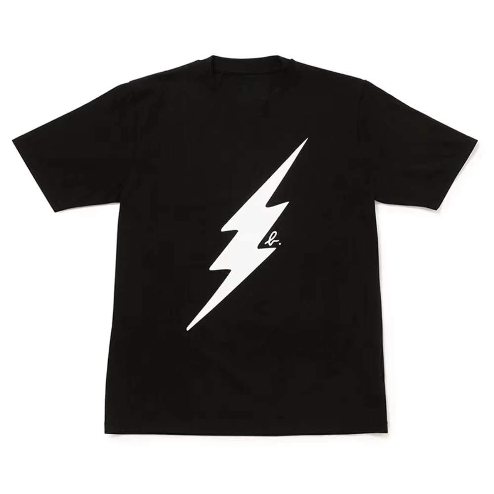 

Summer Pure Cotton Simple Lightning Printing Short-sleeved T-shirt Men's and Women's Same Versatile Short-sleeved Top