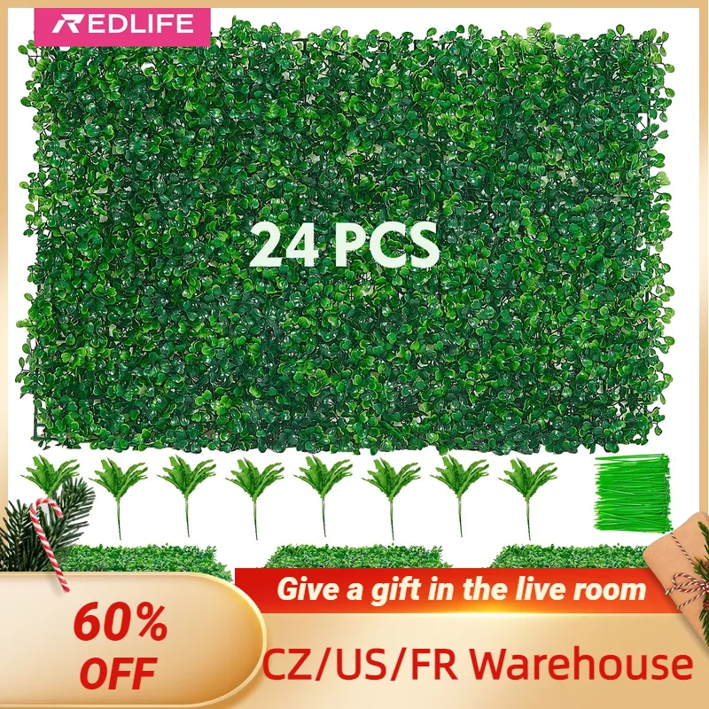 

Roomark Artificial Plant Wall Decoration Boxwood Hedge Wall Panel Home Decor Fake Plant Grass Backdrop Wall Privacy Hedge Screen