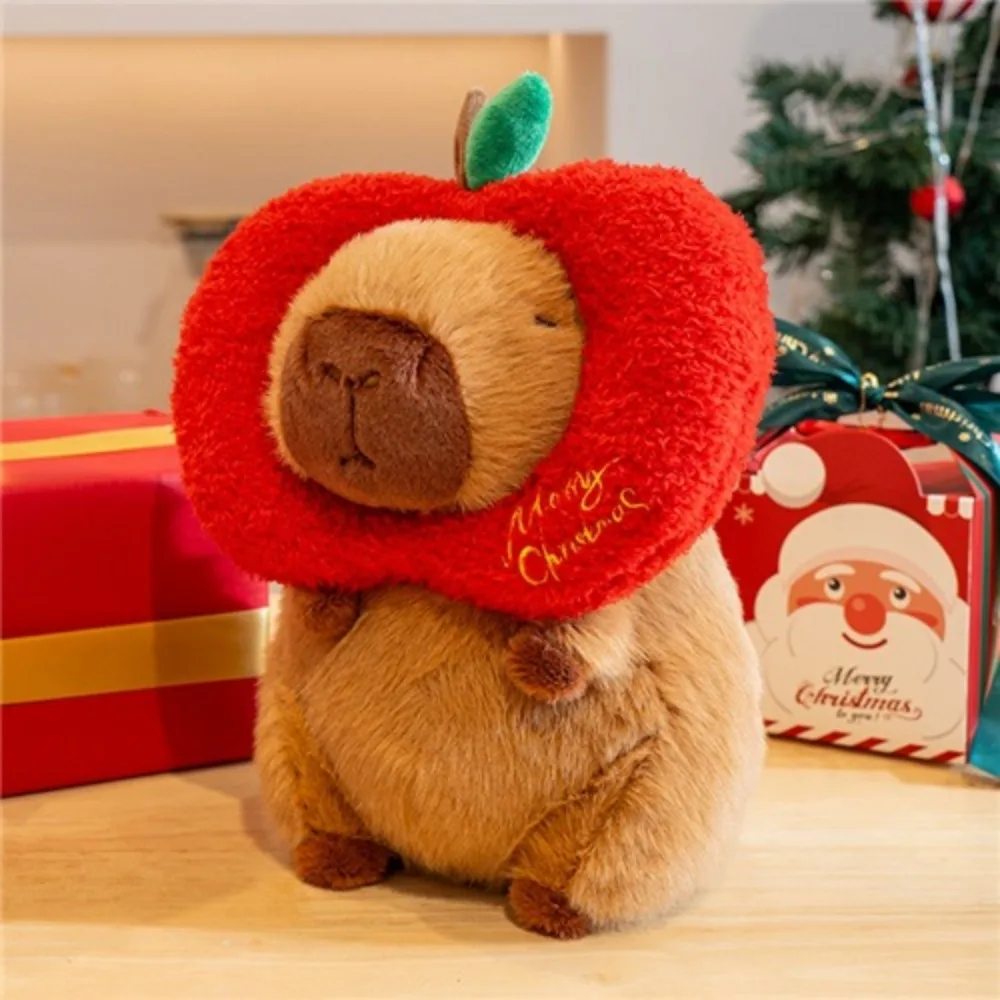 

Dress Up Christmas Capybara Plush Doll Christmas Tree Green Scarf Capybara Plush Toy Fluffy Soft Capibara Fluffty Doll