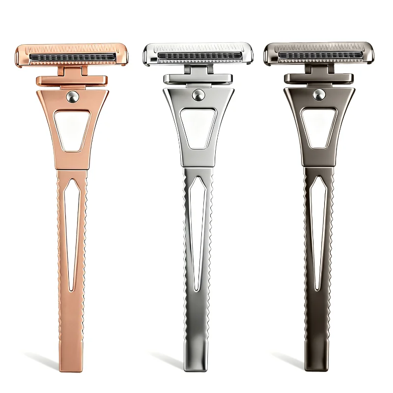 Metal four-layer half-blade knife holder floating knife head manual razor double-sided blade old-fashioned