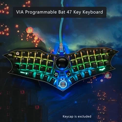 Bat Keyboard New 47 Keys Macro Mechanical Keyboard Programmable VIA Hot swappable Designer Games without Caps RGB Keyboard Kit