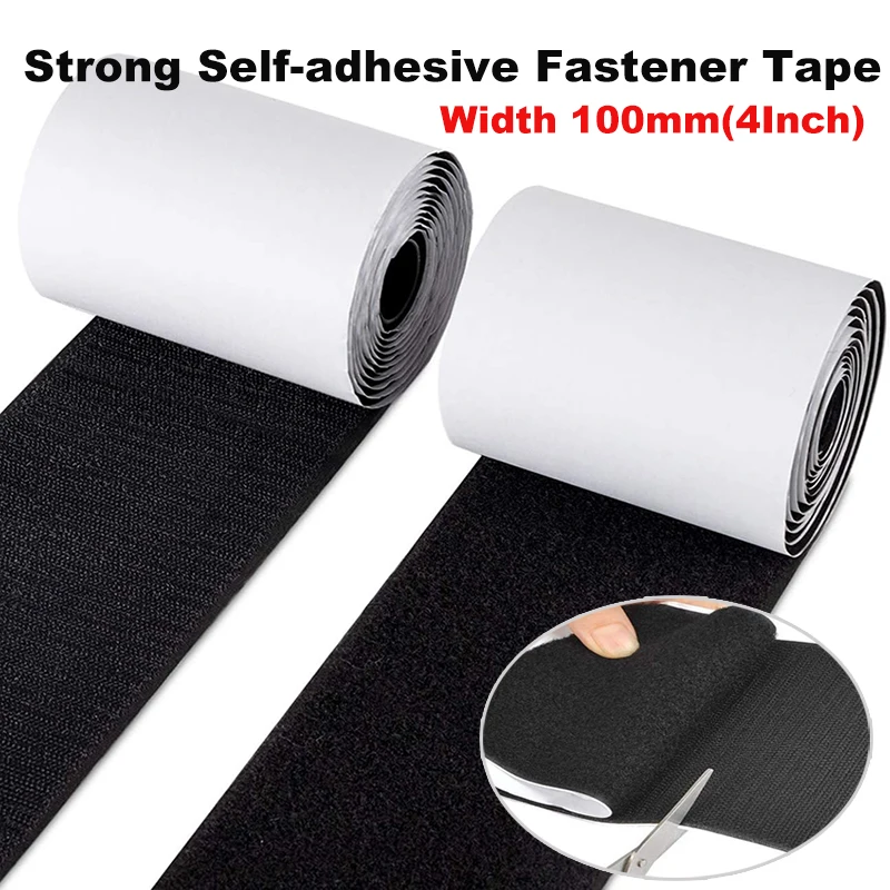 Width 100mm(4Inch) Strong Self-adhesive Fastener Tape Hook and Loop Back Nylon Sticker Adhesive Magic Tape With Glue 1M