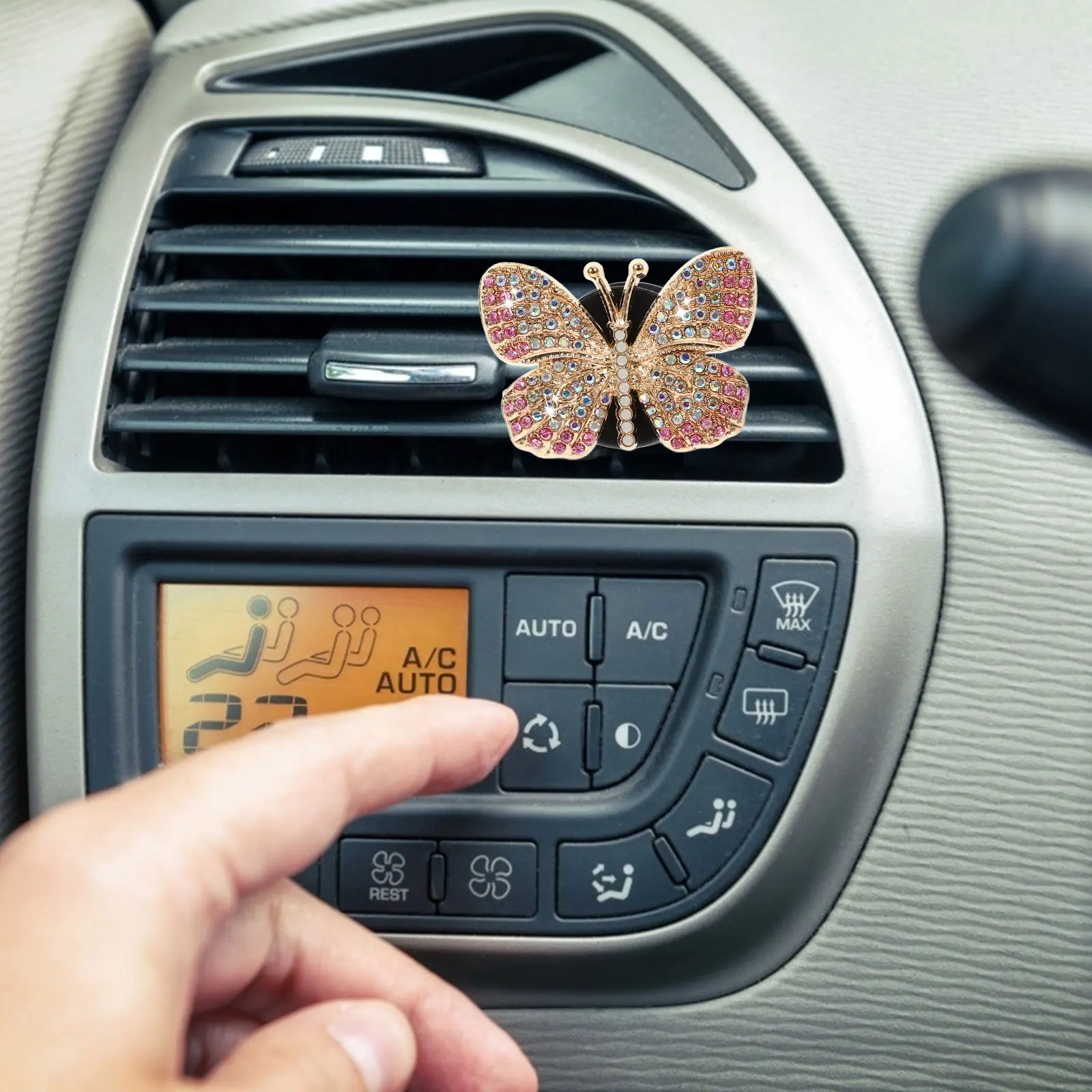 

Car Aromatherapy Clip Air Vent Butterfly Accessories Freshener Decor Perfume Outlet Rhinestone Elegant Vehicle Interior