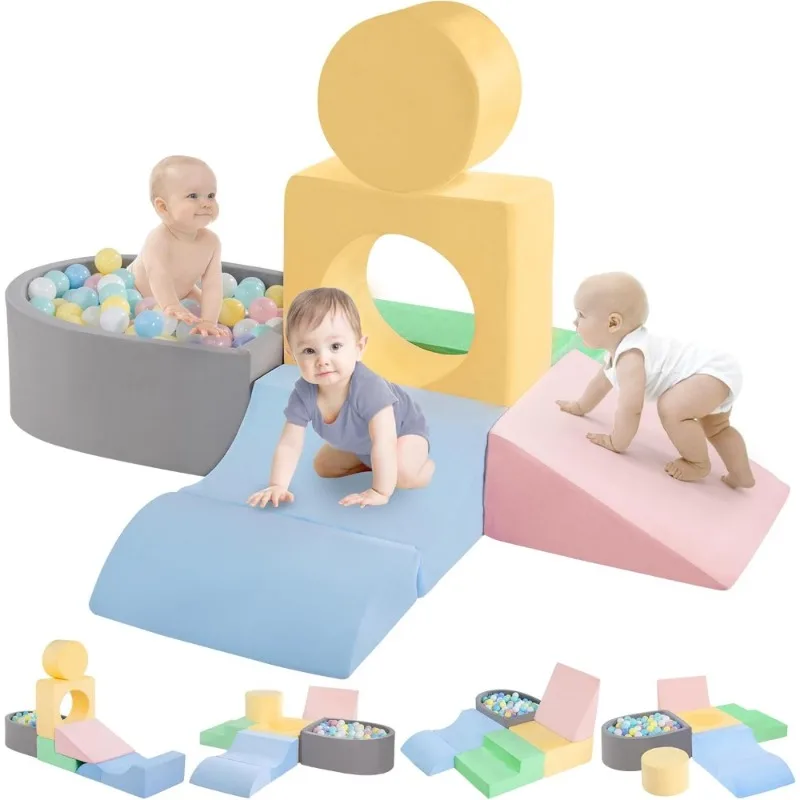 

Foam Climbing Blocks for Toddlers 1 Year Old Soft Play Set Indoor Climb and Crawl Activity Gym with Ball Pit