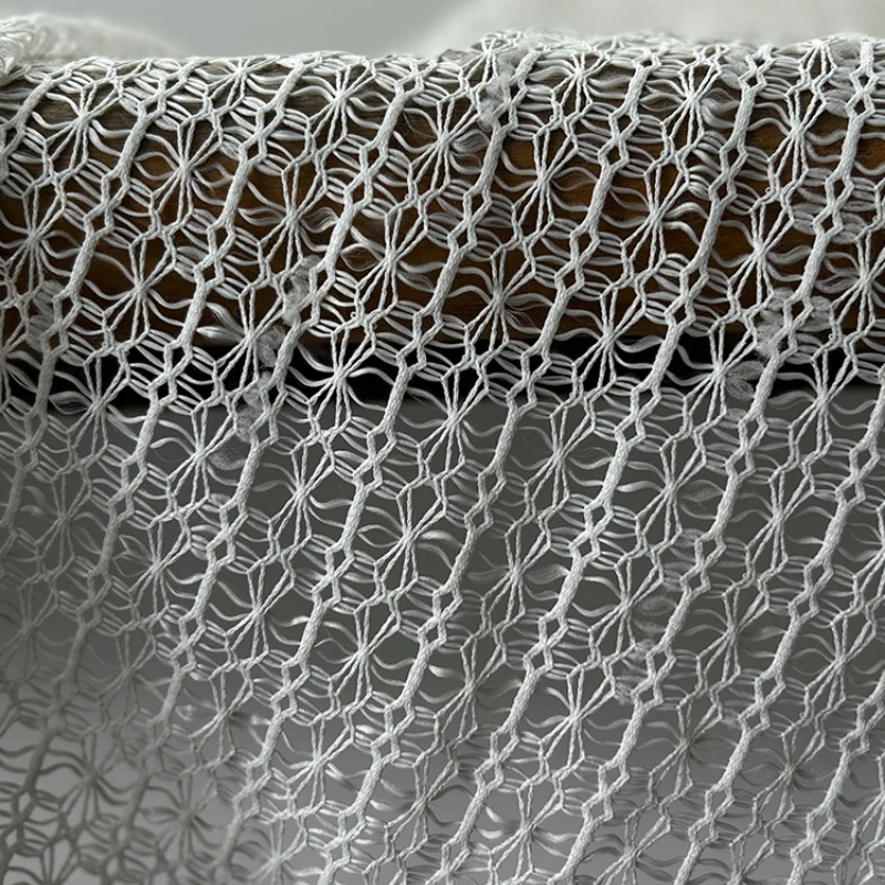 Hollow Diamond Lace Mesh Fabric Clothing Design Fashion Wedding Veil Wedding Background  Diy Sewing By The Meter Wholesale Cloth