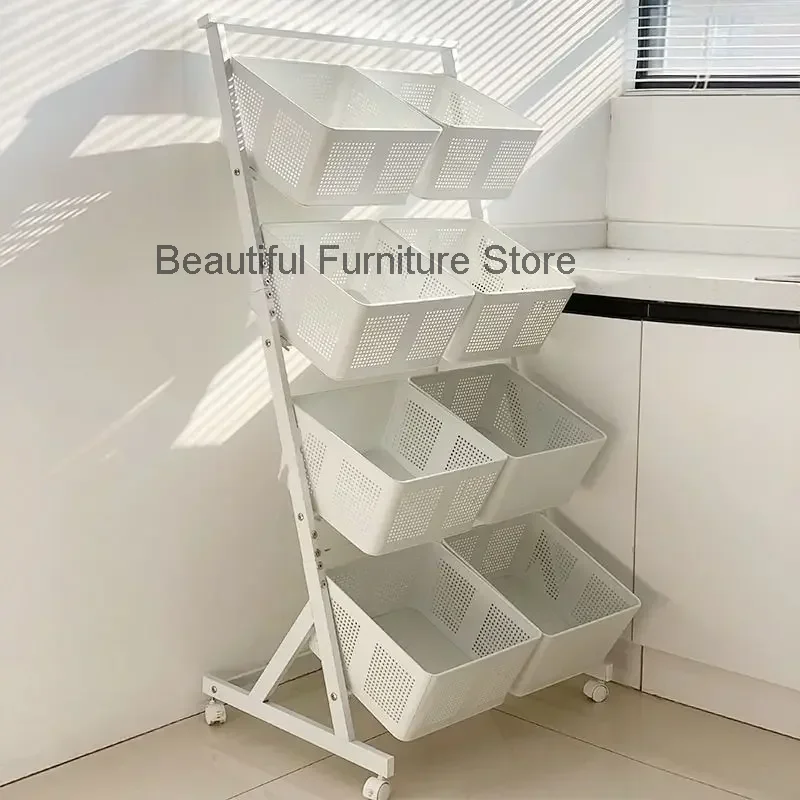 Bedroom Shelves Multi-layer Vegetable Basket Living Room Household Trolley Snack Storage Fruit and Vegetable Racks Kitchen Item