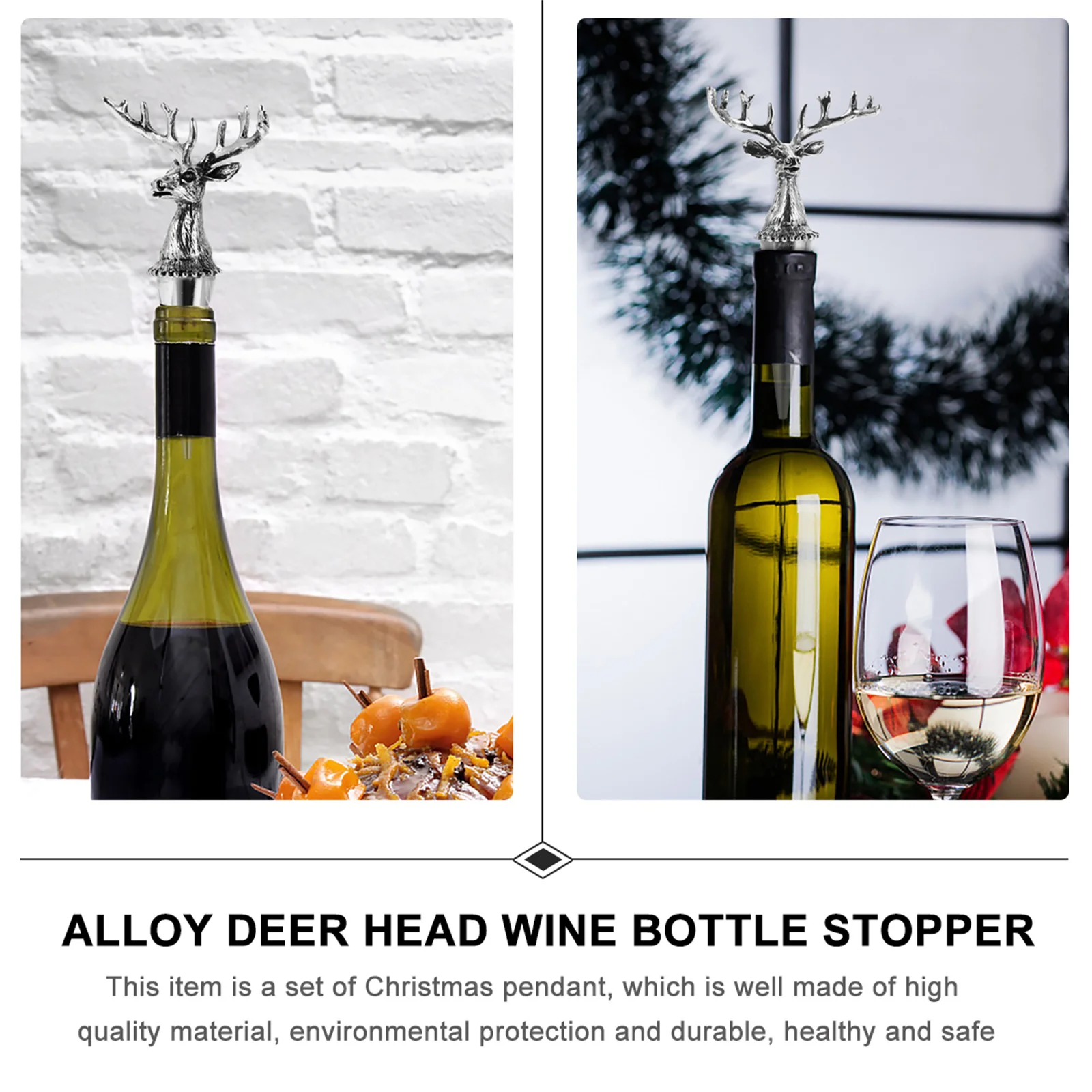 Deer Head Bottle Stopper Christmas Beverage Alloy Vintage