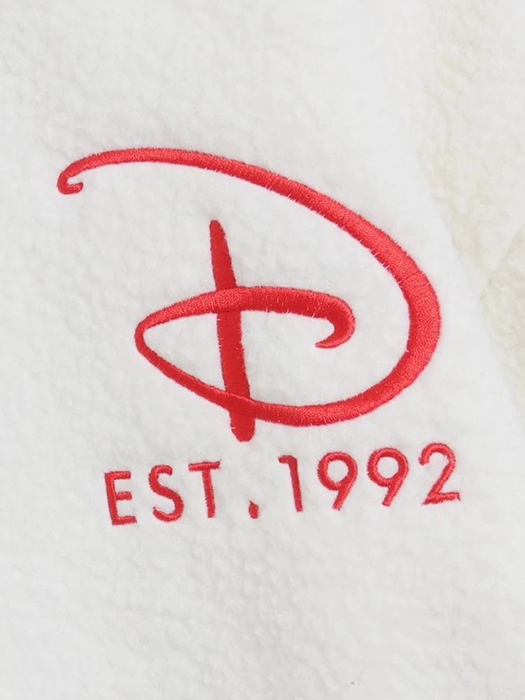 ديزني ميني ماوس التطريز صوف الضأن ديزني باريس البلوز المرأة طويلة الأكمام سترة البلوز القمم الأبيض كم طويل للجنسين