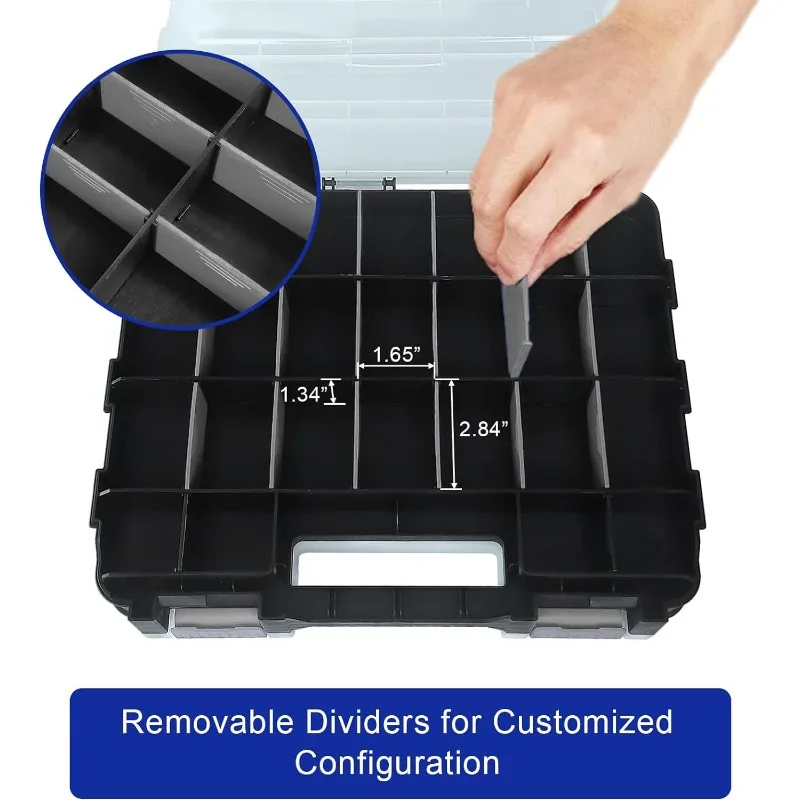 Double Sided Tool Box Organizer,Hardware Organizer Portable Small Parts Storage Bag with Removable Plastic Tool Box