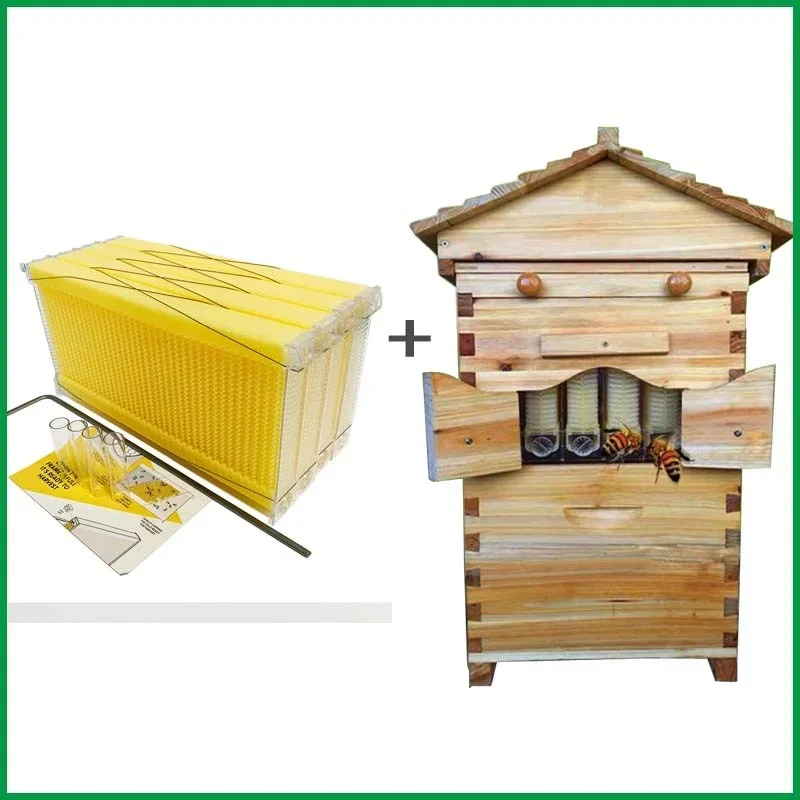 Automatic Beehive & 7 Auto Frames China Fir Wax Coated Self Flowing Bee Hive Beekeeping Boxes to Extract Honey