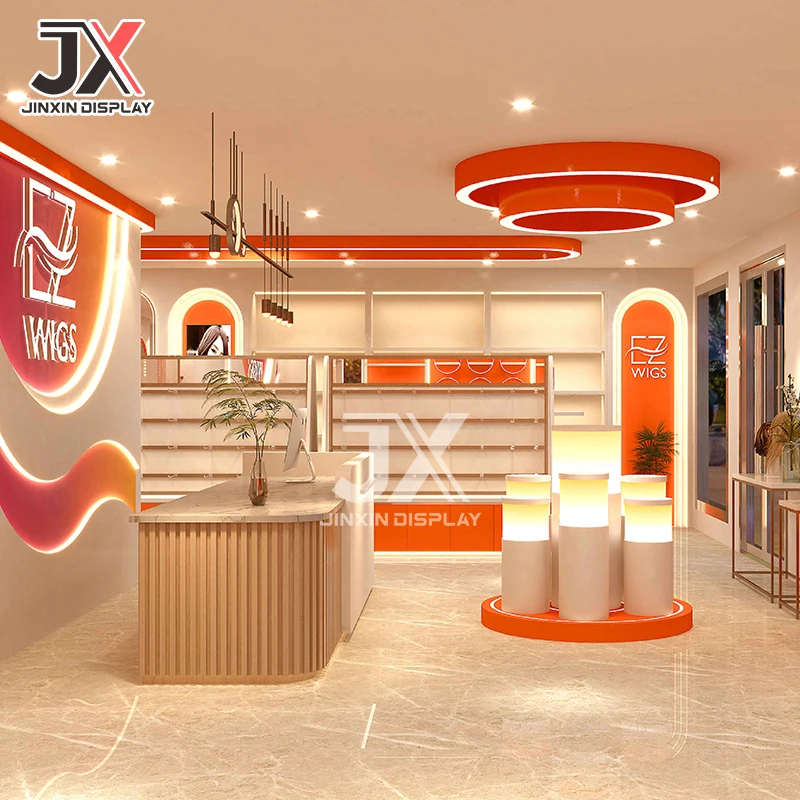 custom.Custom Design Beauty Shop Wig Showcase Hair Extension Salon Wall Display Cabinet Furniture Beauty Retail Store Shoppi
