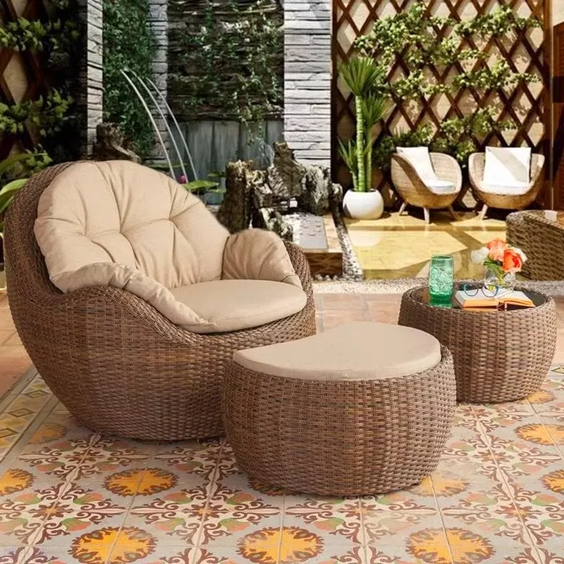 

Outdoor table and chair courtyard rattan chair recliner single rattan sofa garden open-air outdoor terrace leisure coffee table