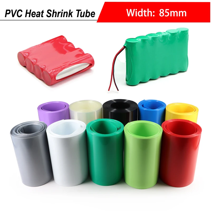 

1~50m 18650 Battery Wrap Width 85mm Insulated Heat Shrinkable Cable Sleeve Film Wrap Protection Case PVC Heat Shrink Tube