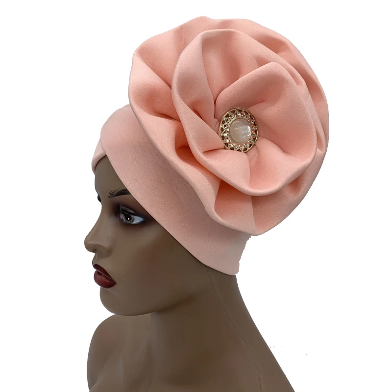 2026 Trendige Damen-Turbanmütze mit großer Blume, modische muslimische Hijab-Kappen, Diamanten-Kopftuch, Damen-Bandana, Chemo-Mütze, afrikanischer Hut – Detail 18