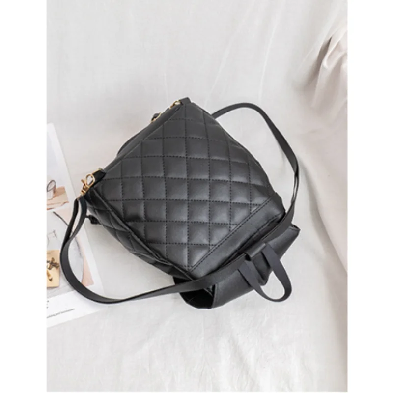 Multi-Function Diamond Lattice Phone Pouch Student Backpack Women PU Leather Shoulder Mini Small Backpack Mochilas Escolares