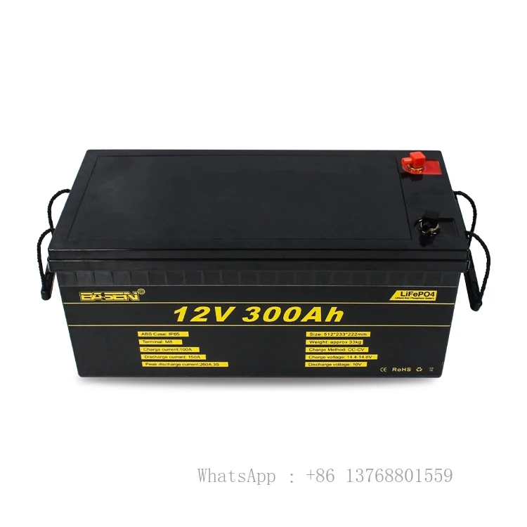 Lifepo4 12v 300ah Battery Pack Rechargeable Solar Lithium Ion Phosphate Deep Cycle