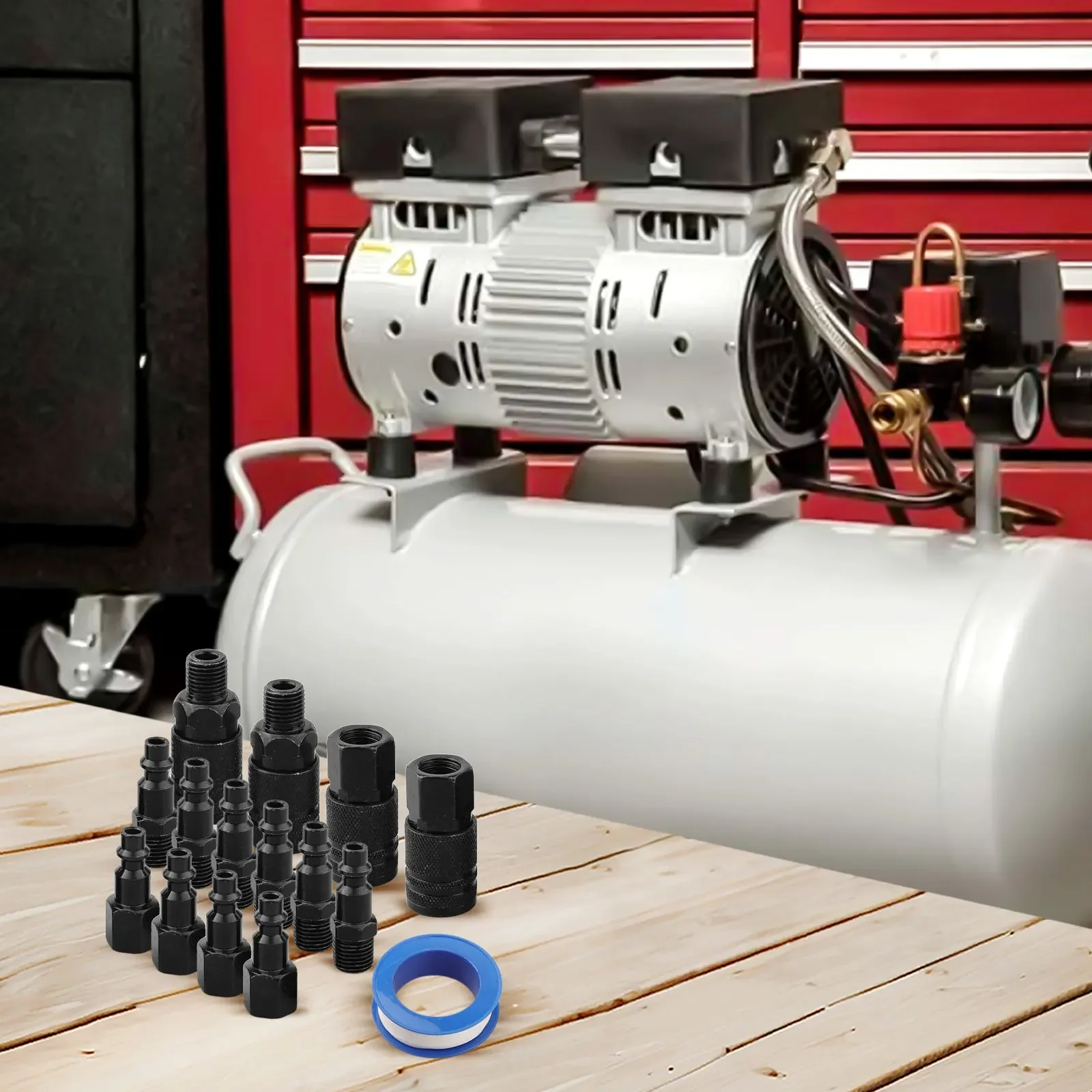 15 Piece Air Hose Fitting Kit Pressure Fittings Air Hose Fitting Kit 15-piece Set Black Plated Steel Pressure Resistant