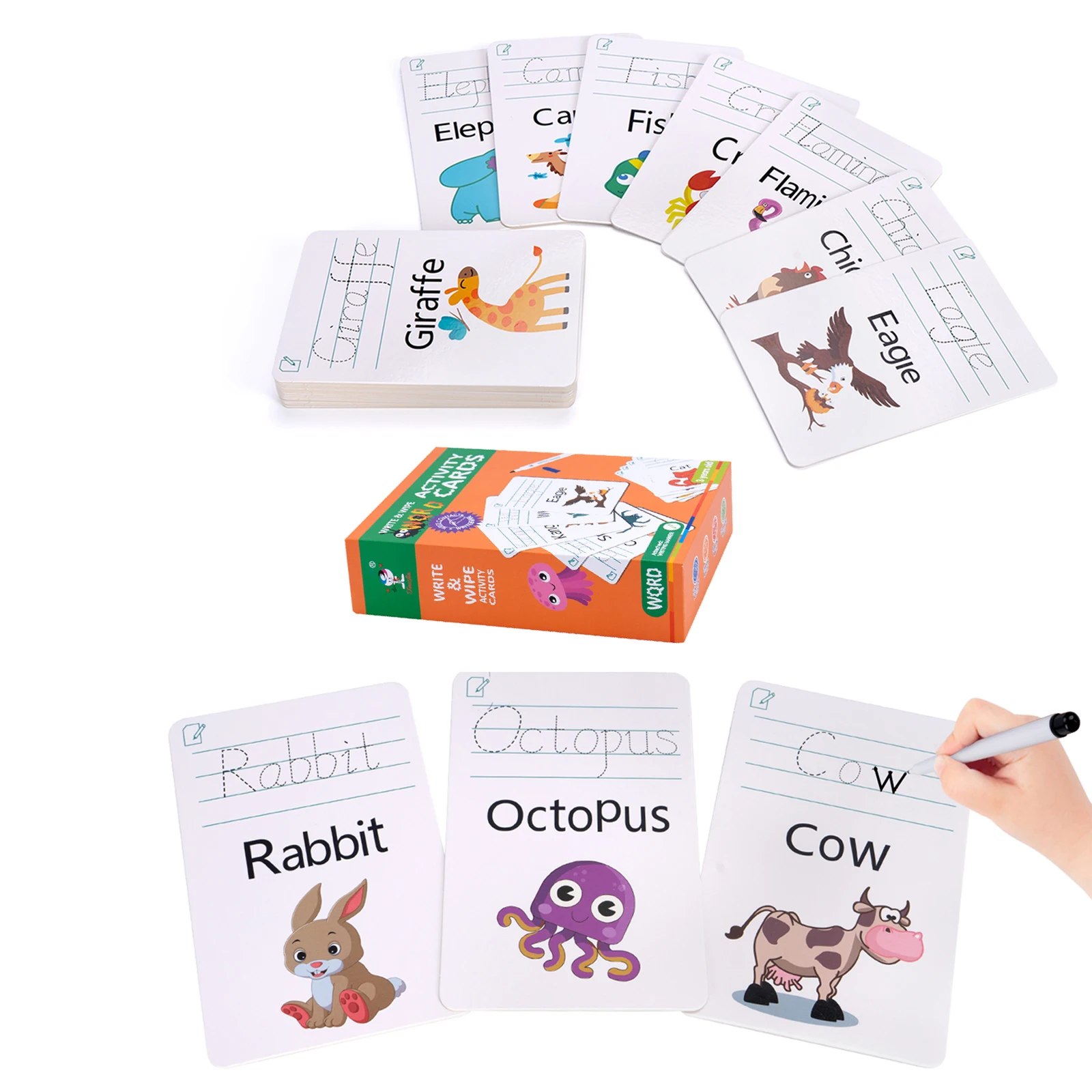 Cartões flash para educação infantil, cartões de reconhecimento de palavras em inglês, cartões flash visuais coloridos, ferramenta de ensino, presentes para meninos e meninas