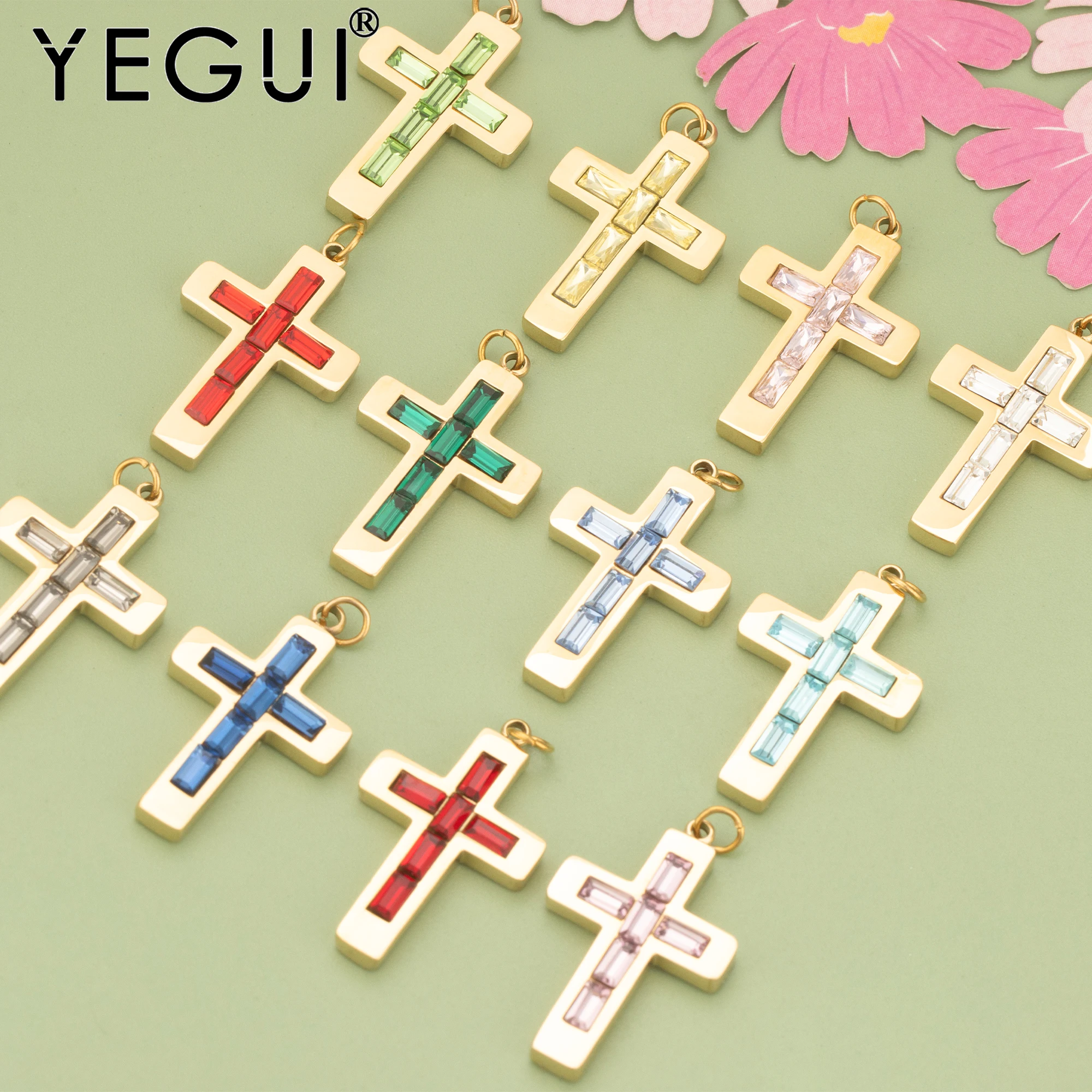 

YEGUI, 2 шт./лот, MG92, ювелирные аксессуары, нержавеющая сталь 316L, подвески, цирконы, ручная работа, форма креста, изготовление ювелирных изделий, подвески «сделай сам»