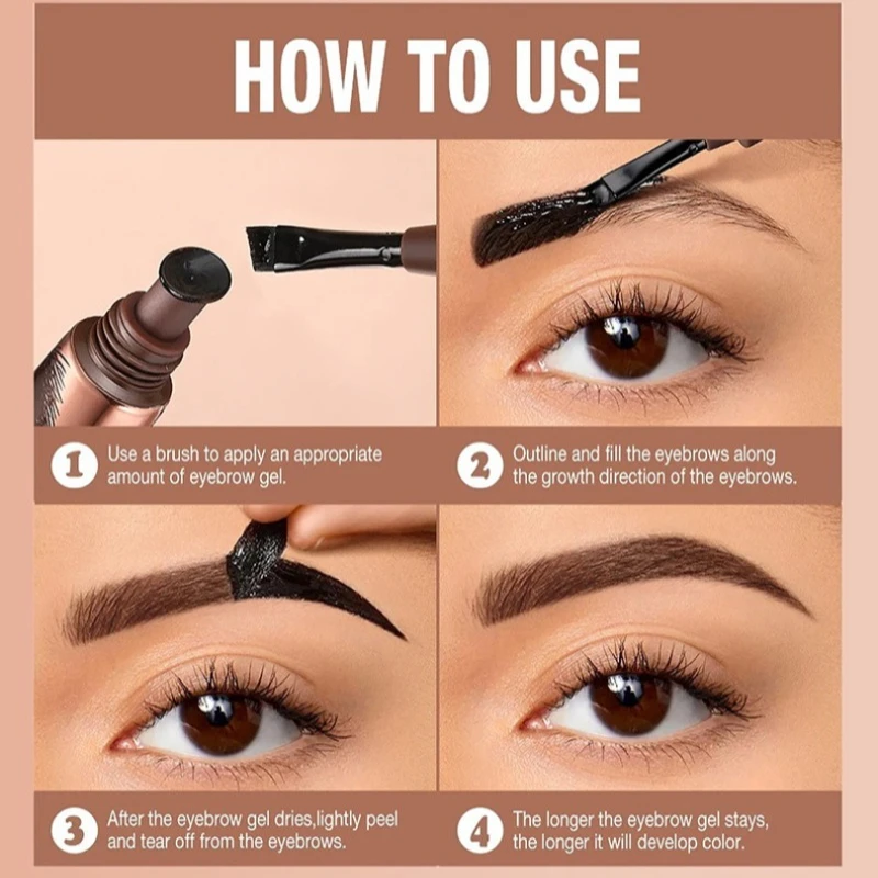 Peel Off Brow Tint Gel Waterdicht Smudge Proof Wenkbrauw Tattoo Vloeistof Langdurig Natuurlijk ogende gevederde wenkbrauwen Gemakkelijk te verwijderen