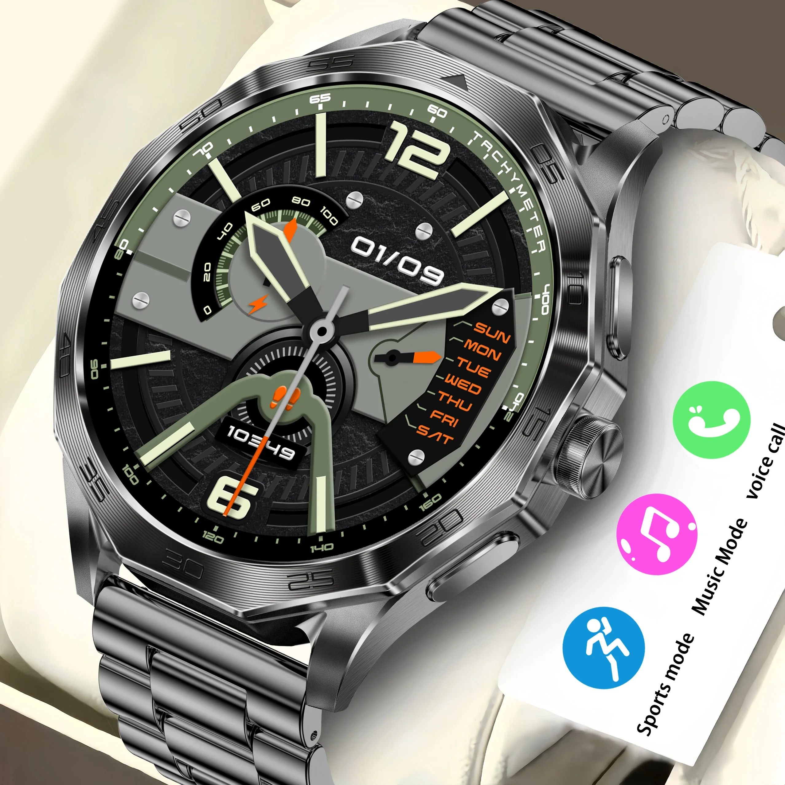 

2024 New Men's Smartwatch - 1.85-inch Screen Step Tracking Sleep Monitoring Stopwatch Heart Rate Detection Smart Bluetooth Call