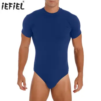 Masculino manga curta collant undershirt macacão pijama magro macacão bodysuit camisa botão de imprensa virilha pijamas corpo camisa topos