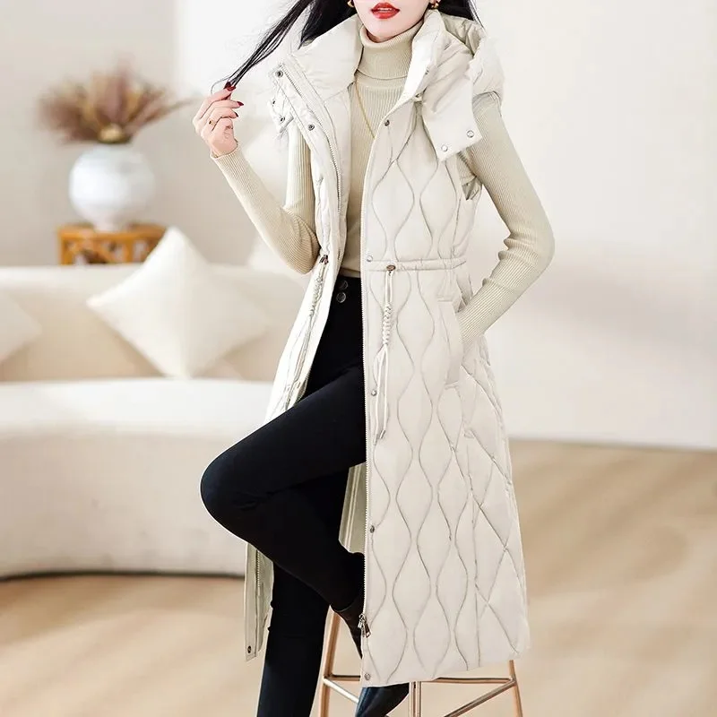 New Autumn Women Vest Winter Puffer Parkas Coat Casual Pocket Hooded Waistcoat Female Sleeveless Jacket Outerwear