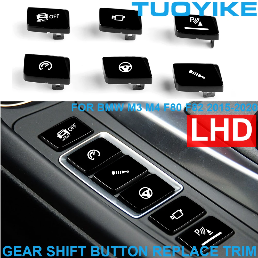 LHD ABS Piano Black Interior Central Console Gear Shift ESP Switch Button Trim Radar Electric Eye For BMW M3 M4 F80 F82 2015-20