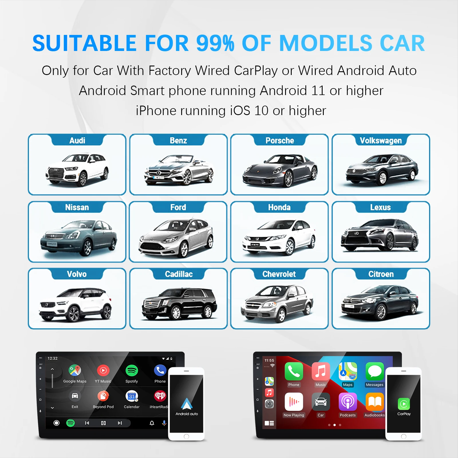 2025 جديد لاسلكي Carplay أندرويد السيارات 2In1 الذكية دونغل محول 5GWIFI BlueTooth5.2 ل 99% OEM سيارة التوصيل والتشغيل ترقية OTA