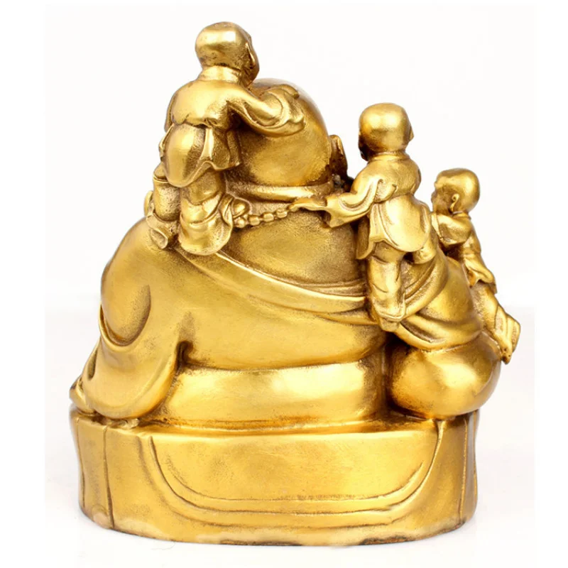 Five-Character , Laughing Statue, Maitreya , Brass Buddha Ornament for Good Fortune view 4