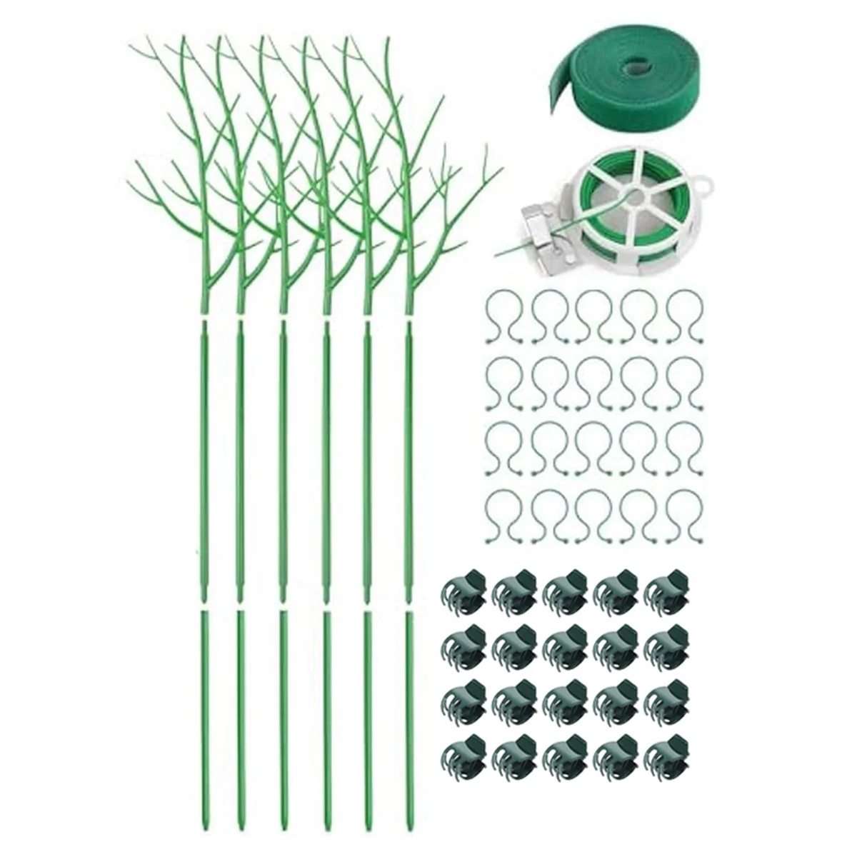 

6Pack 39.37InchPlant Support Stakes with Clips,Twist Ties,Strap,Twist Clips, Climbing Plant Stakes for Outdoor & Indoor