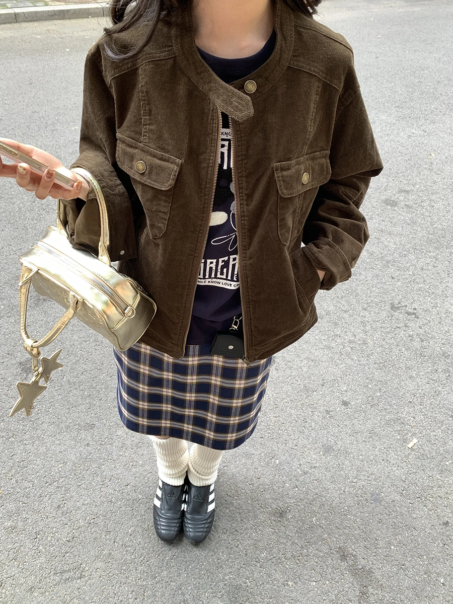 Giacca Sportiva da Moto Sinbounboun per Donna, Marrone, Capospalla Stratificato, Stile Americano, Vestibilità Ampia, in Poliestere