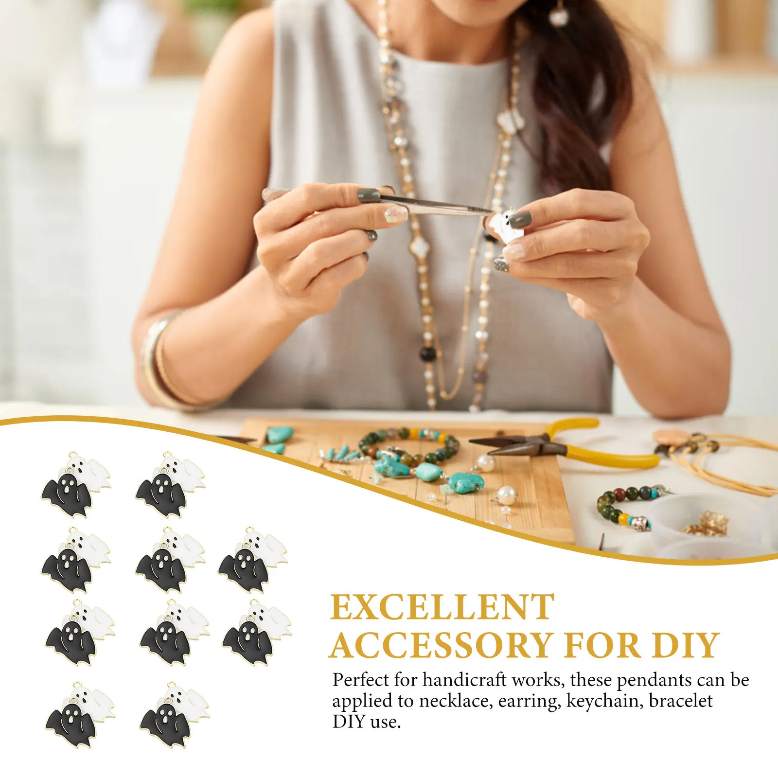 

20 шт. подвесок-призраков из сплава для Хэллоуина, аксессуары для рукоделия, украшения для ожерелий, серег, браслетов