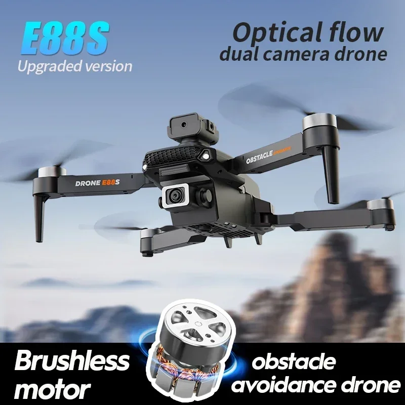 E88S Rc Drone 4K Wide Angle HD Camera Obstacle avoider Brushless Motor Height Fixed Remote Control Foldable Quadrotor Helicopter