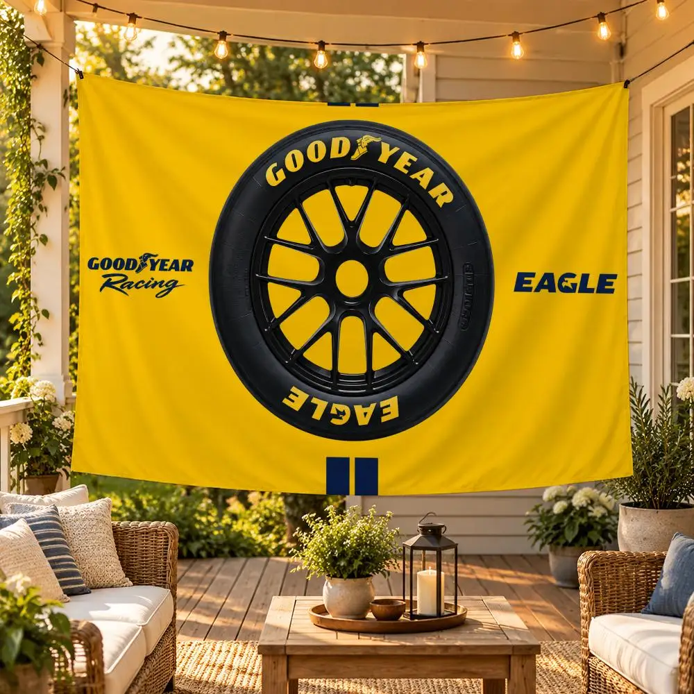 Car C-Continental Tyres Racing Flags Wide Fabric Wall Decor for Bedroom Dorm Gaming Room Garage Gift