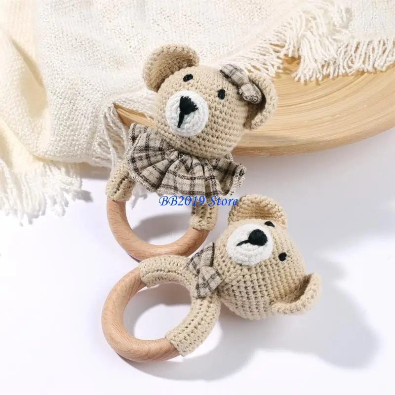 Q0KB Baby Cartoon Bear Baby Teething Toy for Visual Sensory Stimulation