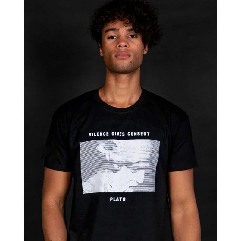 

Silence Gives Consent Plato T shirt 100% cotton printed Birthday Gift Tee All size Tops Humor Graphic Clothes Cool present