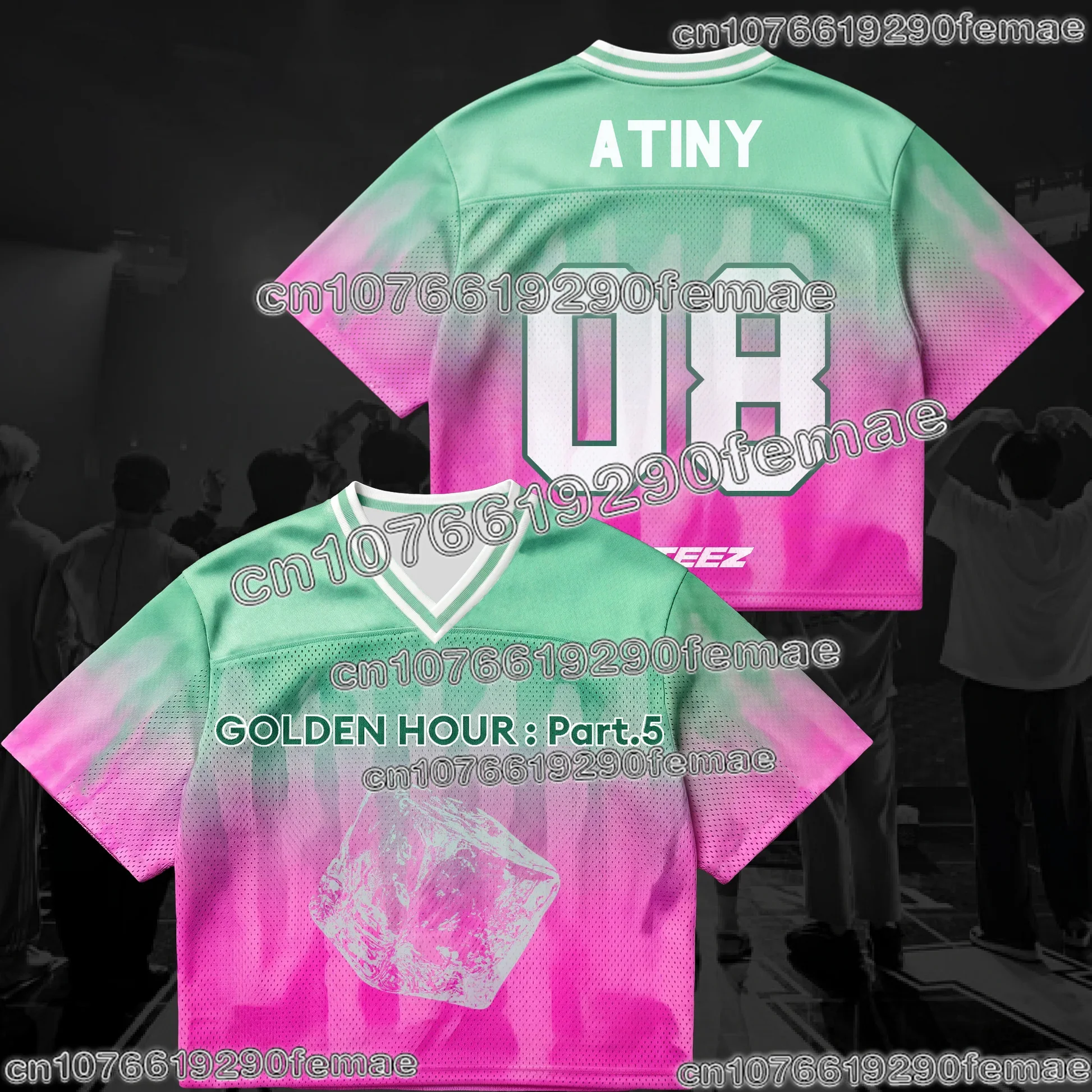 Ateez Golden Hour Part 5 Comeback Women's Summer Top Mesh Jersey K-pop Fan Shirt Breathable Fashion Streetwear Clothing