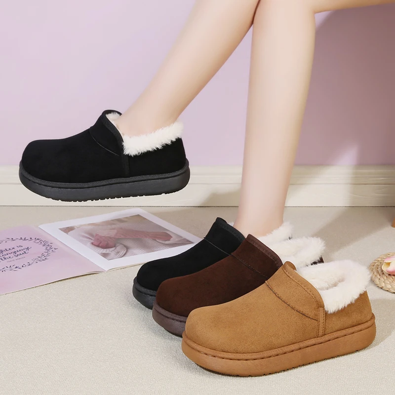 Winter Velvet Warm and Comfortable Non-slip Women's Snow Boots 2026 New Solid Color Velvet Retro Sleeve Lazy Naked Boots