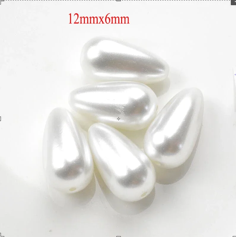 FLTMRH 5mmx7mm 10mmx6mm 12mmx6mm ABS Tear Drop Beads White/Ivory Imitation Pearl Beads For DIY Jewelry Making Indian Beads