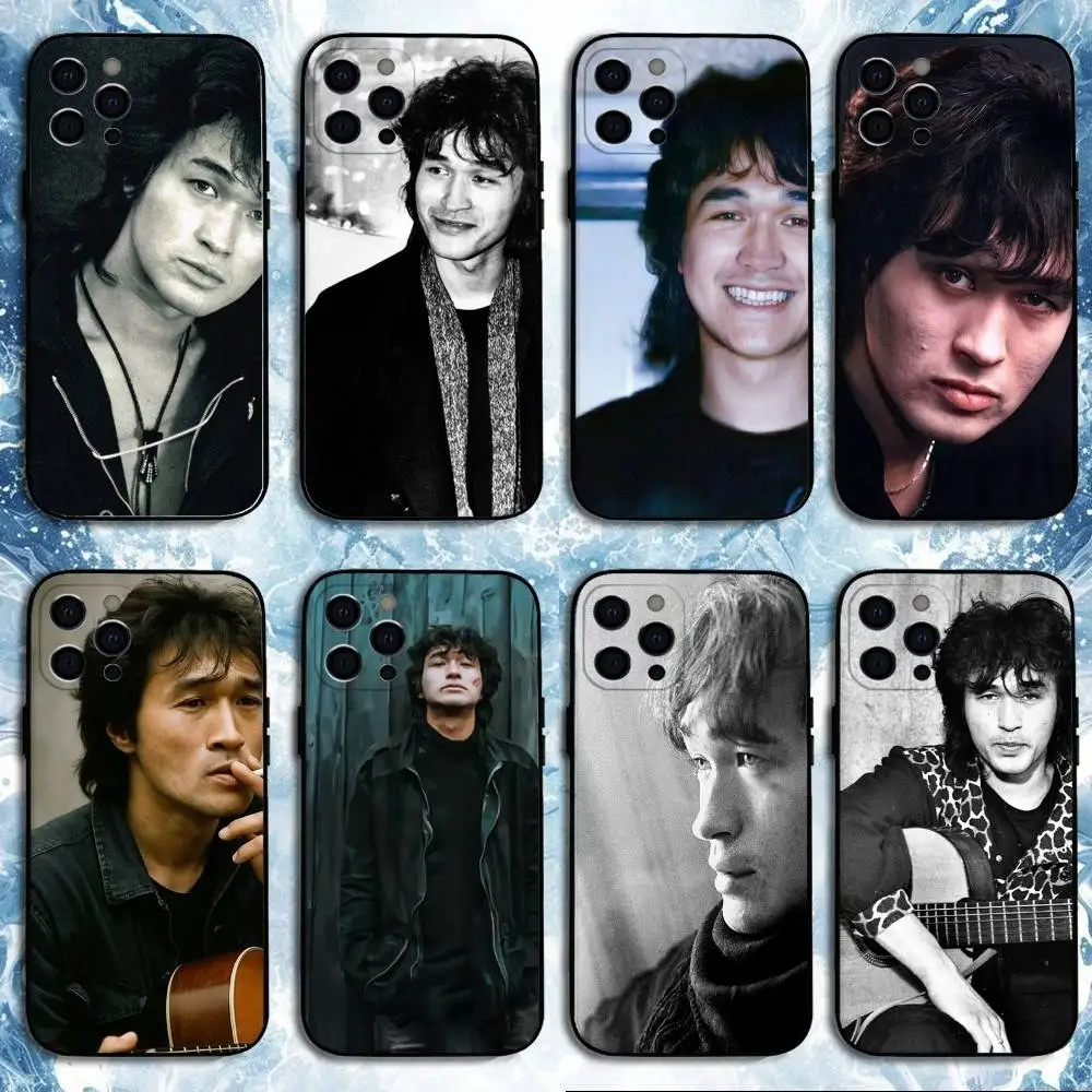 Funda de teléfono Viktor Tsoi Singer para iPhone17,16,15,14,13,12,11 Plus,Pro Max, funda negra de silicona suave