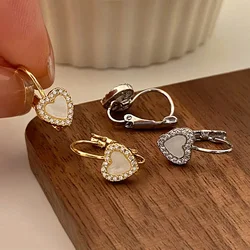 PONYKISS 925 Sterling Silver Zircon Enamel Heart Hoop Earrings for Women Minimalist Cute Fine Jewelry Accessories Gifts