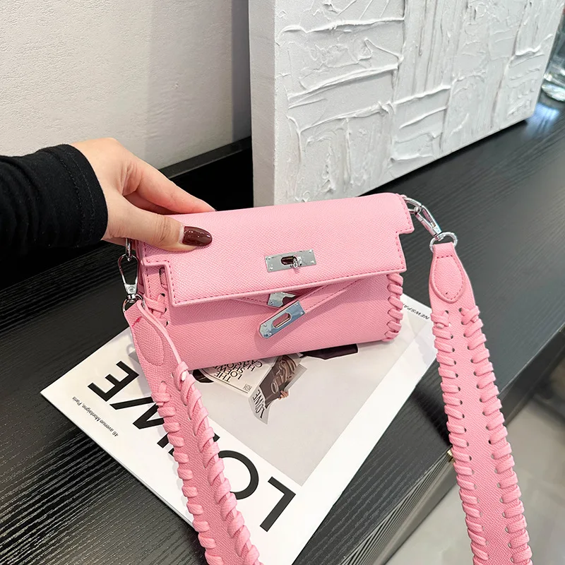 

2025 New European & American Lady Bag - Cross-Border Fashion Kelly Style Woven Small Square Shoulder Crossbody Bag
