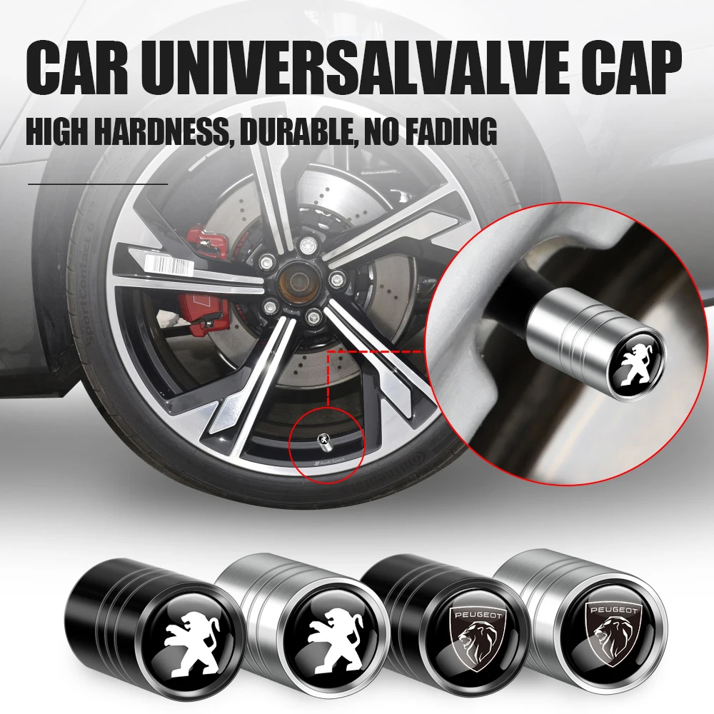 4PCS Metal Dustproof Cap Car Wheel Tire Valve Stem Cover For Peugeot 208 3008 107 308 2008 207 508 607 301 106 406 407