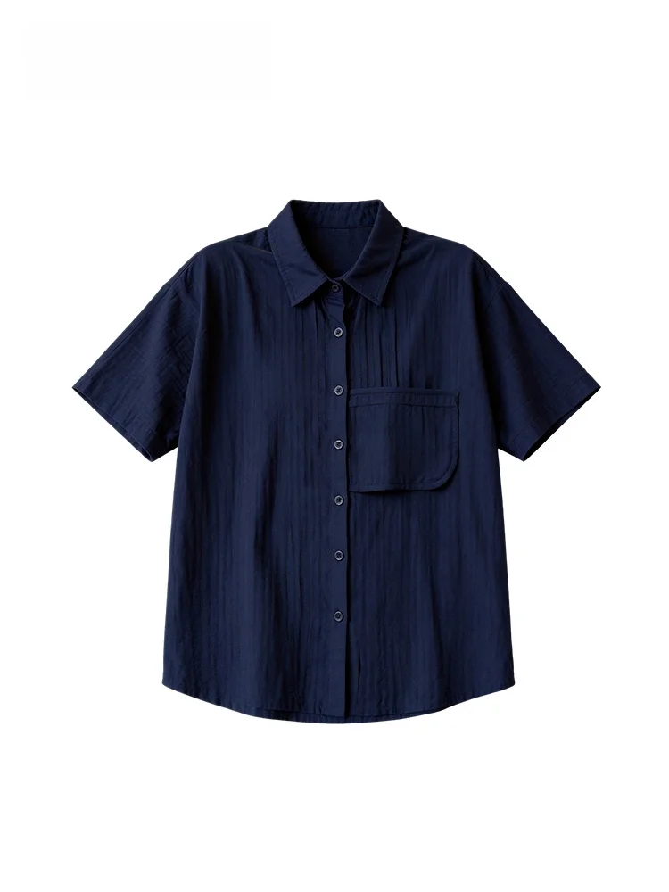 

Cara CLUB plus Size Casual Style Women's Shirt Summer New Loose Top Slimming Effect Short Sleeve French Style Cotton Blend