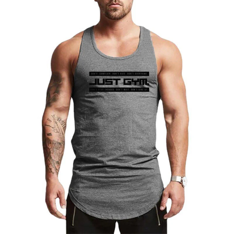 Mens Summer Cotton Gym Running Vest Sleeveless Shirt Breathable Tank Top Sweat Sports Fitness Athletic Training Muscle Wear Tops