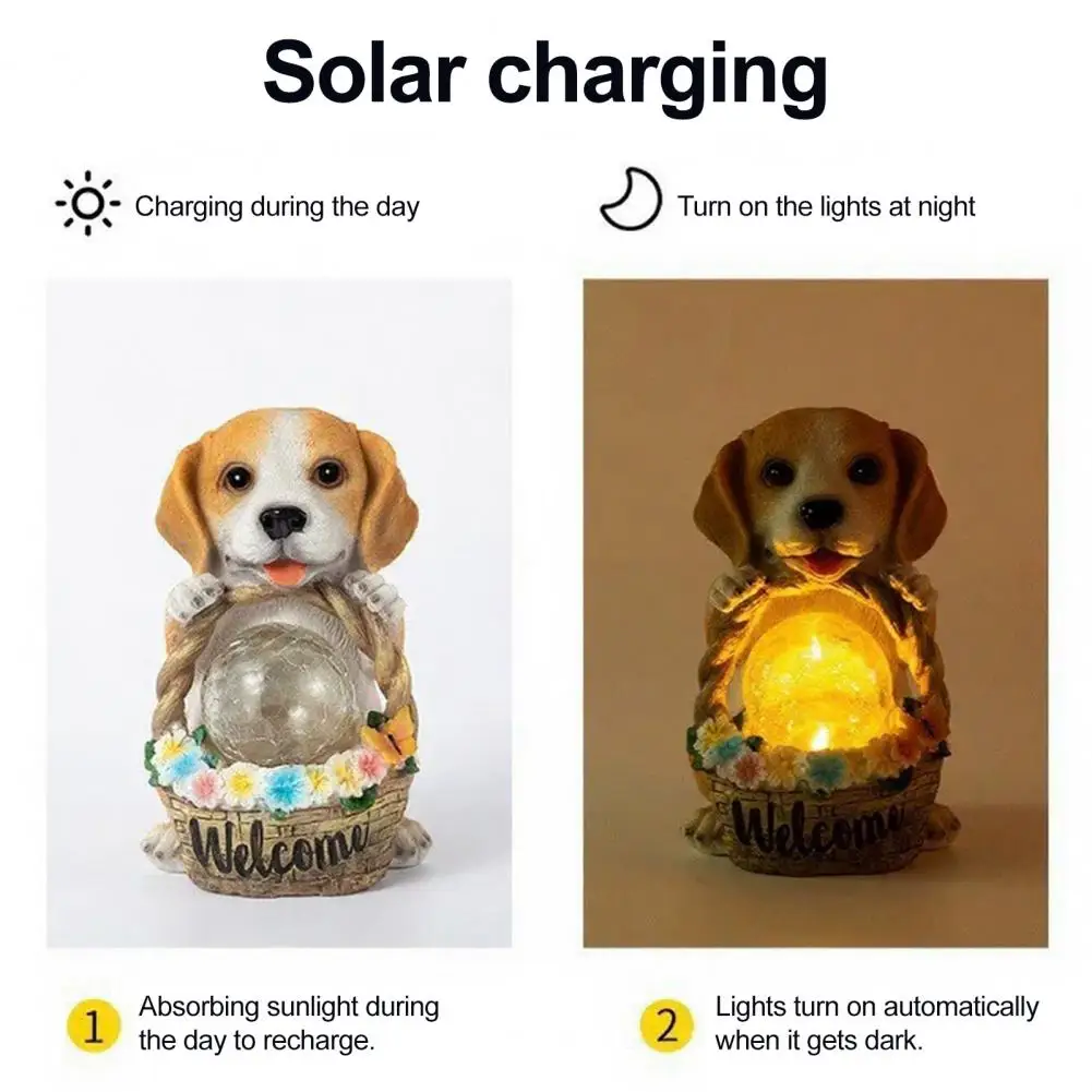 

Auto on Off Solar Lights Solar Statue Light Cute Puppy Cat Rabbit Garden Sculpture Waterproof Outdoor Solar Lamp for Yard Patio