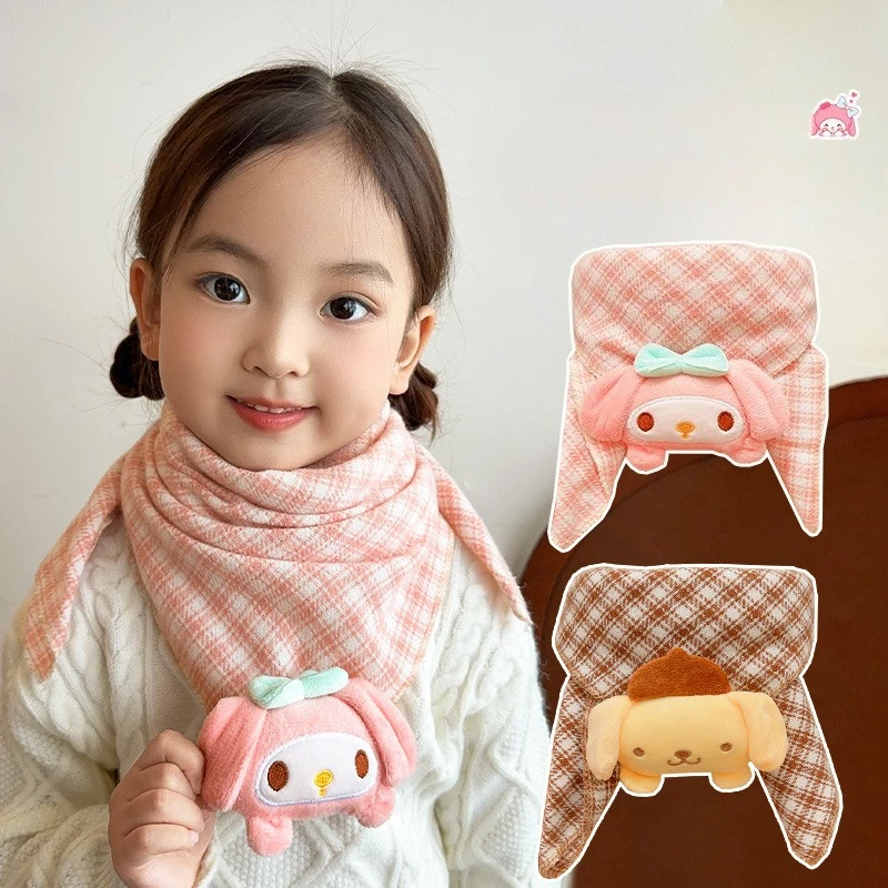 

Miniso Sanrio cartoon scarf cute girl triangle scarf infant toddler out windproof warm neck cover girl children scarf