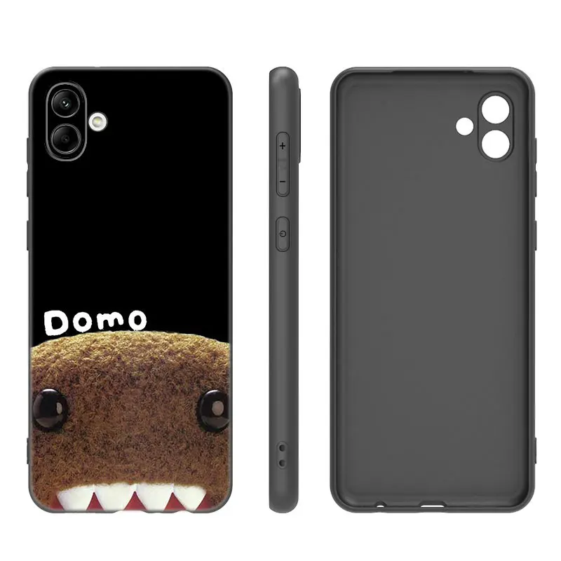 Cute Domo-kun Black Silicone Phone Case For Samsung Galaxy A01 A03 Core A04 E A02 A05 A10 A20 A21 A30 A50 S A6 A8 Plus A7 2018