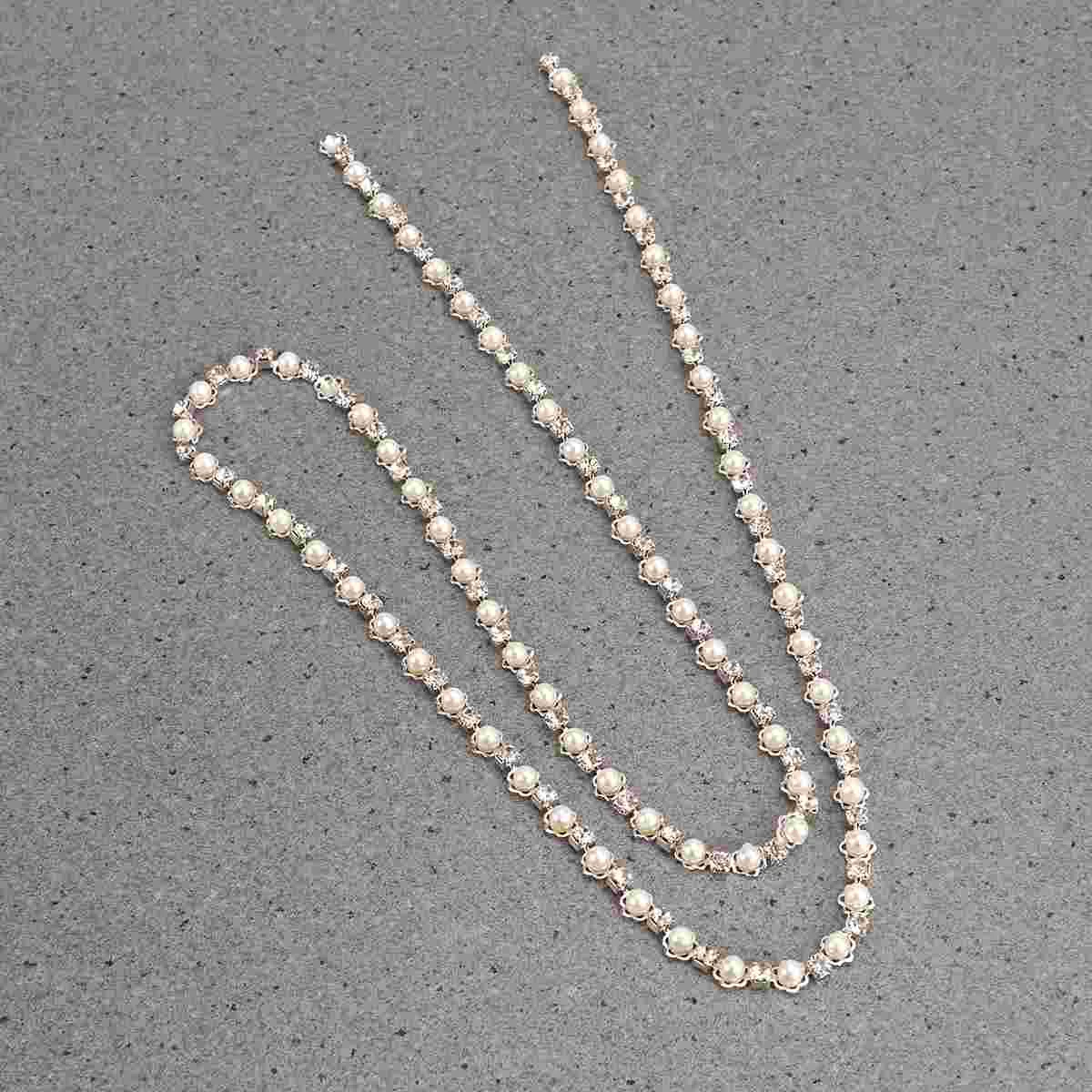 Rhinestone and Pearl Bead Chain for DIY Trim Sewing Craft - 91CM rhinestone chain pearl chain rhinestone applique